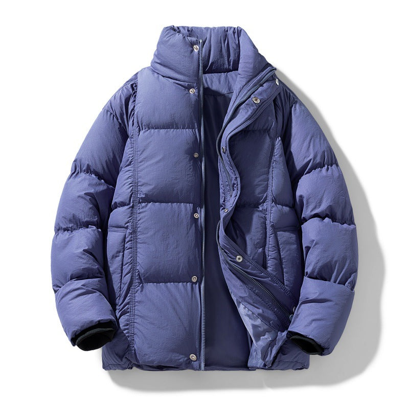 Männer gesteppte thermisch isolierte Winterjacke mit hohem Stehkragen und verdeckter Druckknopfleiste – Marzano