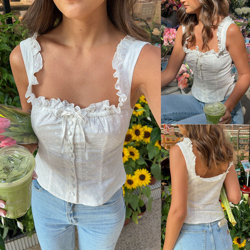Damen Rüschenbluse mit Knopfleiste und floralem Design Echo Archiv