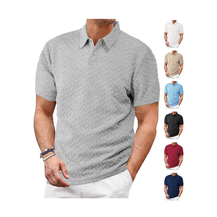 Herren nan kurzärmeliges Poloshirt mit eingeprägter Zickzackstruktur und klassischem Hemdkragen Echo Archiv
