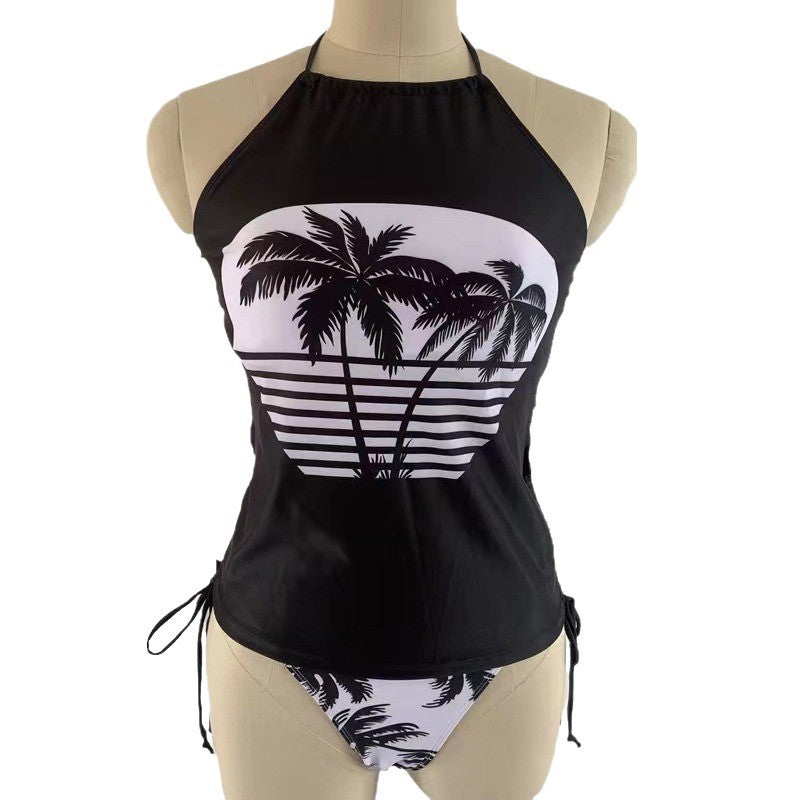 Damen Tankini-Set mit verstellbarem Halter-Design und tropischem Druck Echo Archiv