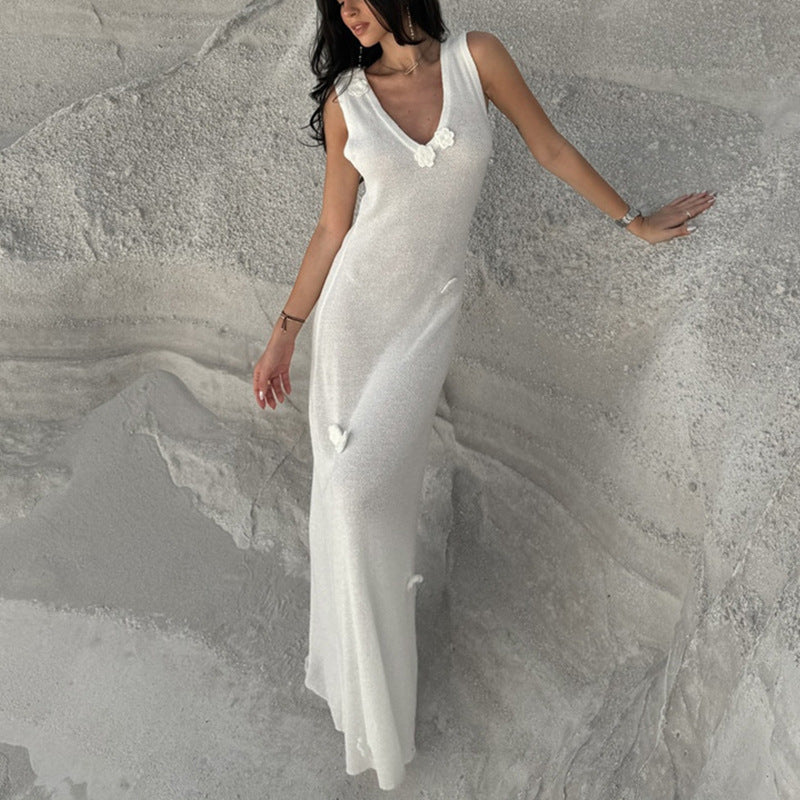 Damen Maxi-Strickkleid mit raffinierten Blumenapplikationen Echo Archiv