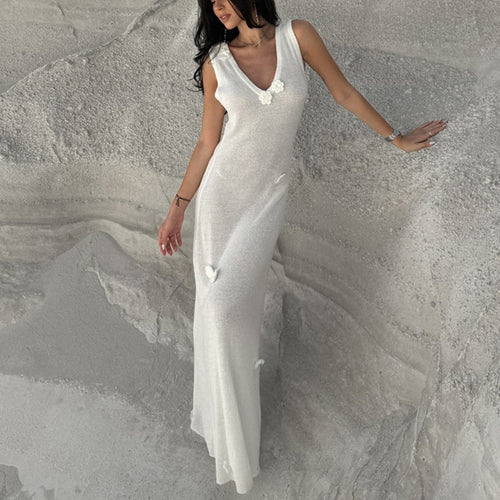 Damen Maxi-Strickkleid mit raffinierten Blumenapplikationen Echo Archiv