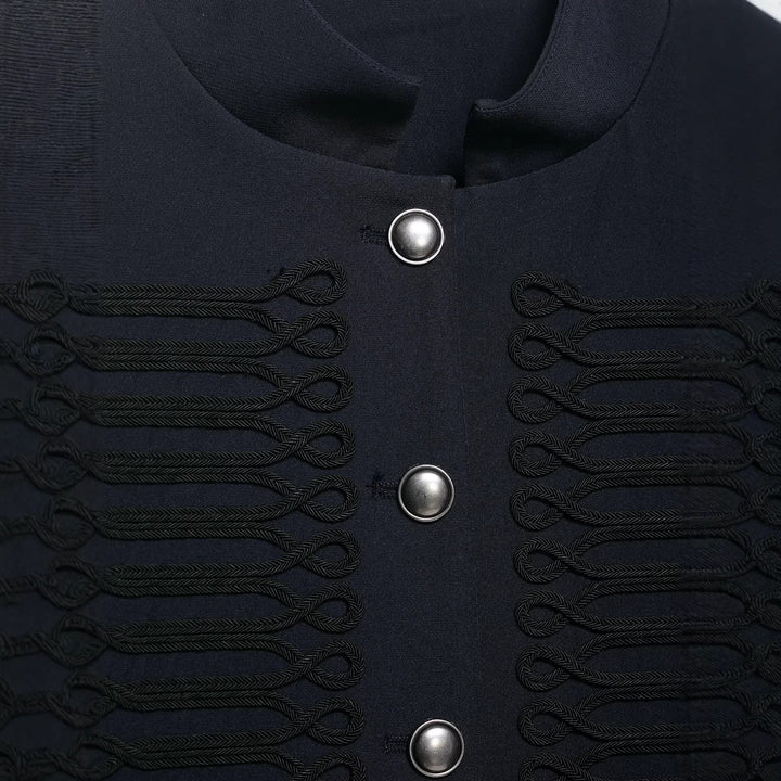 Damen Cropped militärinspirierte Kurzjacke mit Stehkragen und Zierkordeln Echoarchiv