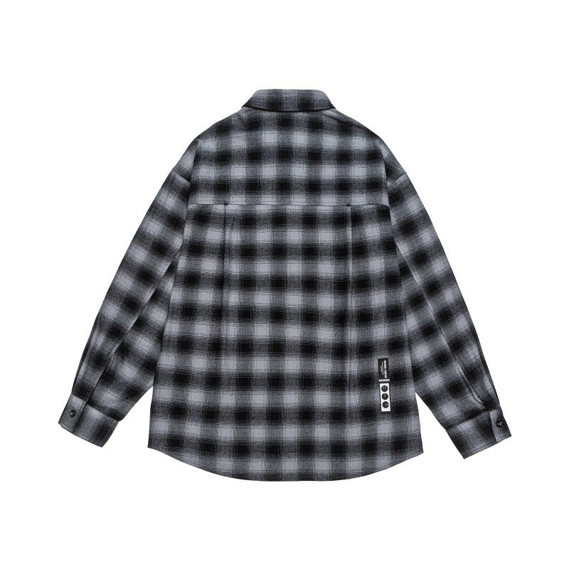 Herren Lässiges Karomuster-Flanellhemd im Oversized-Worker-Stil mit Brustpattentasche und abgerundetem Saum Echoarchiv