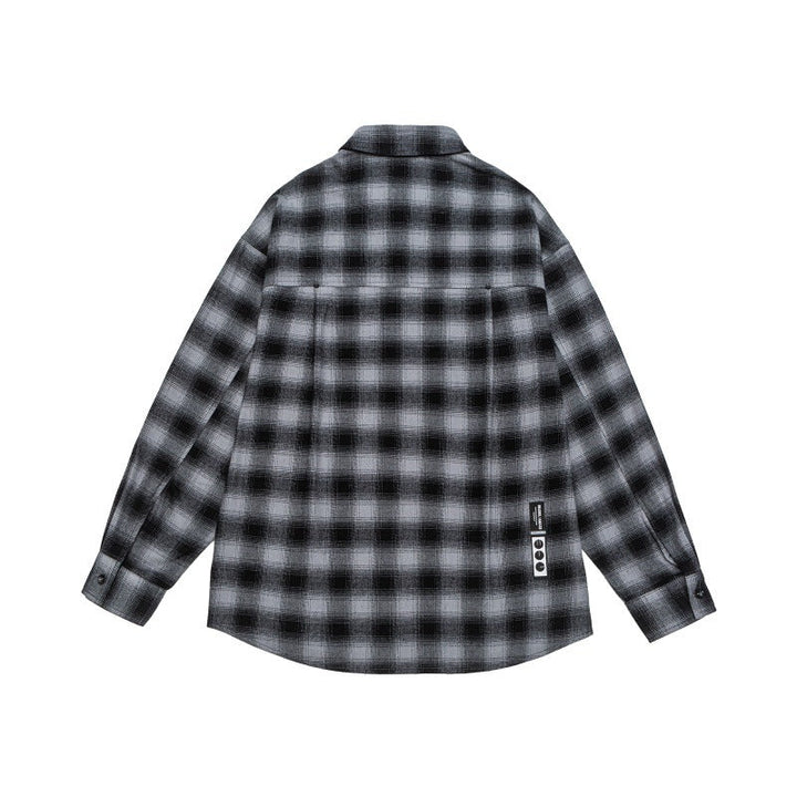 Herren Lässiges Karomuster-Flanellhemd im Oversized-Worker-Stil mit Brustpattentasche und abgerundetem Saum Echoarchiv