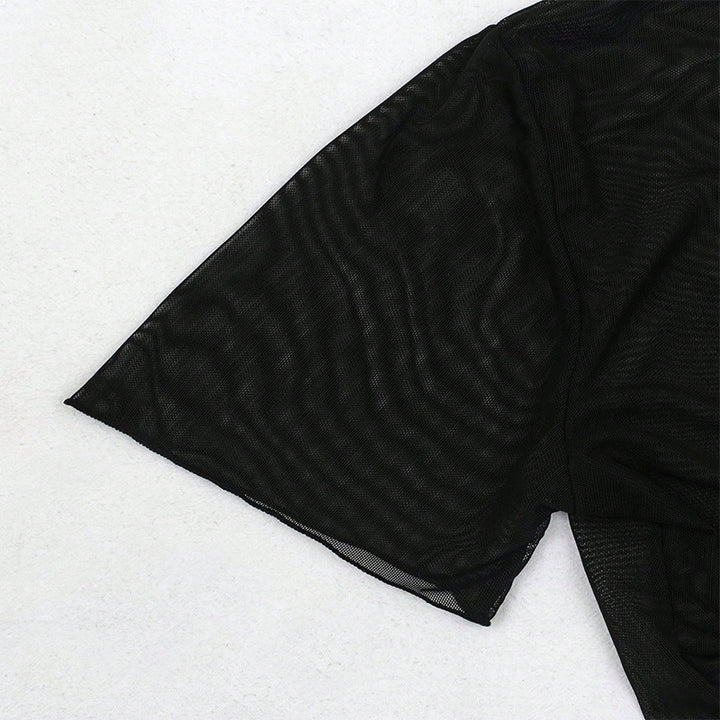 Damen Crop-Top aus transparentem Stoff mit knotbarem Design Echo Archiv