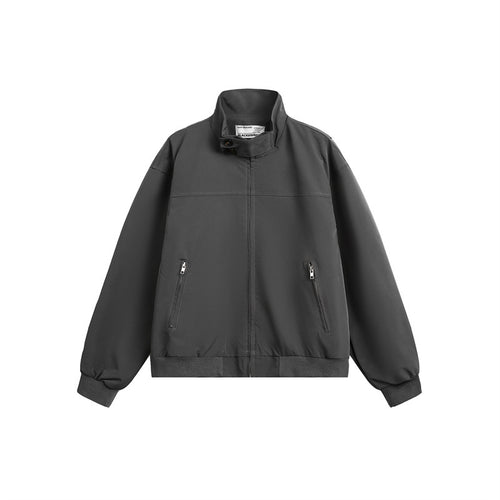Herren Urbaner Microfaser-Blouson mit Stehkragen, verdeckter Knopfleiste und Reißverschlusstaschen Echoarchiv
