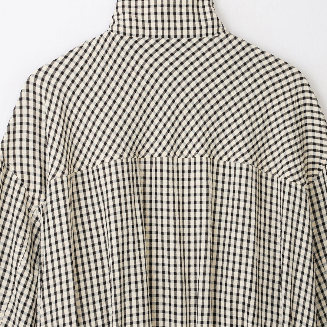 Damen Karo-Overshirt mit Stehkragen und kastiger Cropped-Silhouette Echoarchiv
