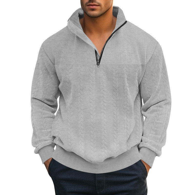 Herren Grobstrickpullover mit halbem Reißverschluss und strukturiertem Design Echoarchiv