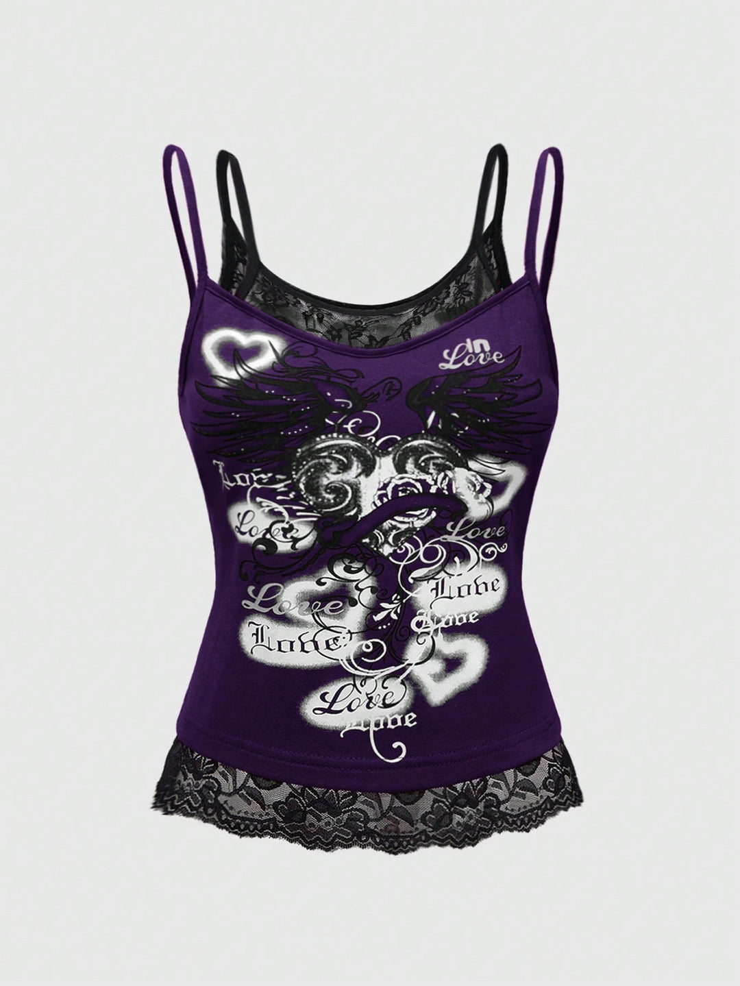 Damen Spitze Cami Top mit Grafischem Print Echo Archiv
