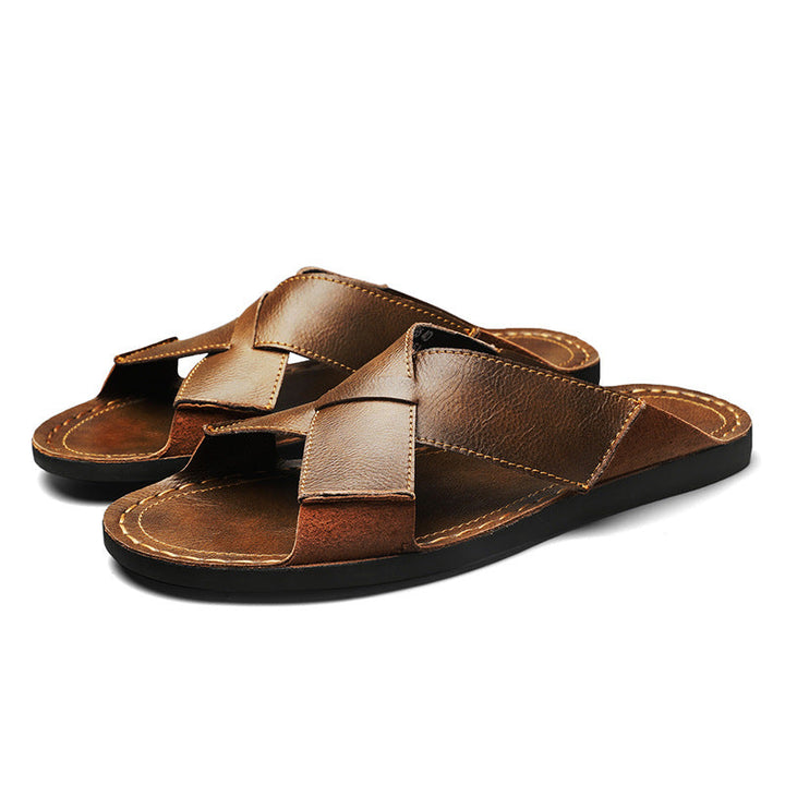 Herren Elegante und bequeme Leder-Sandalen mit verstellbarem Riemensystem – Tavélo