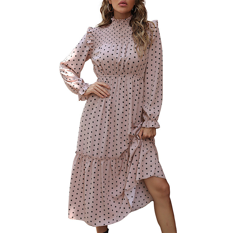 Damen Elegantes Langarm Kleid mit Rüschendetails Echo Archiv