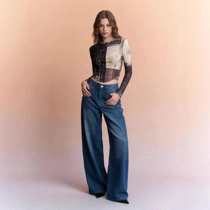 Damen Weit geschnittene High-Waist Jeans mit raffinierter Taillierung Echo Archiv