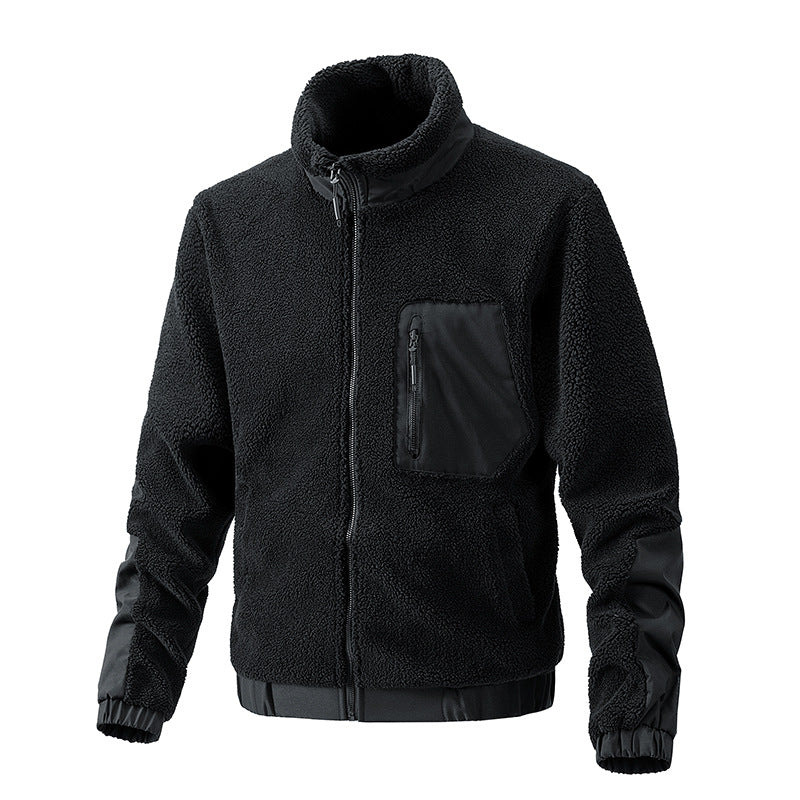 Herren Teddy-Fleece Jacke mit Stehkragen und verstärkten Einsätzen Echoarchiv