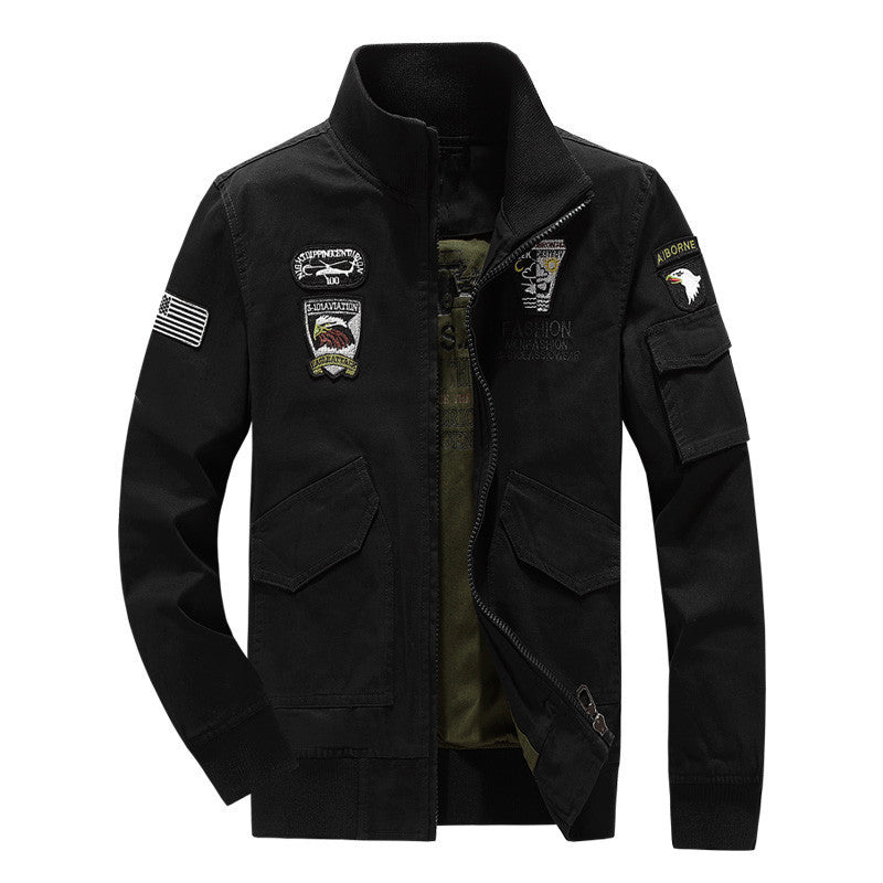 Herren Baumwoll-Canvas-Bomberjacke mit gesteppter Thermofütterung und Schulterklappen – Brevano
