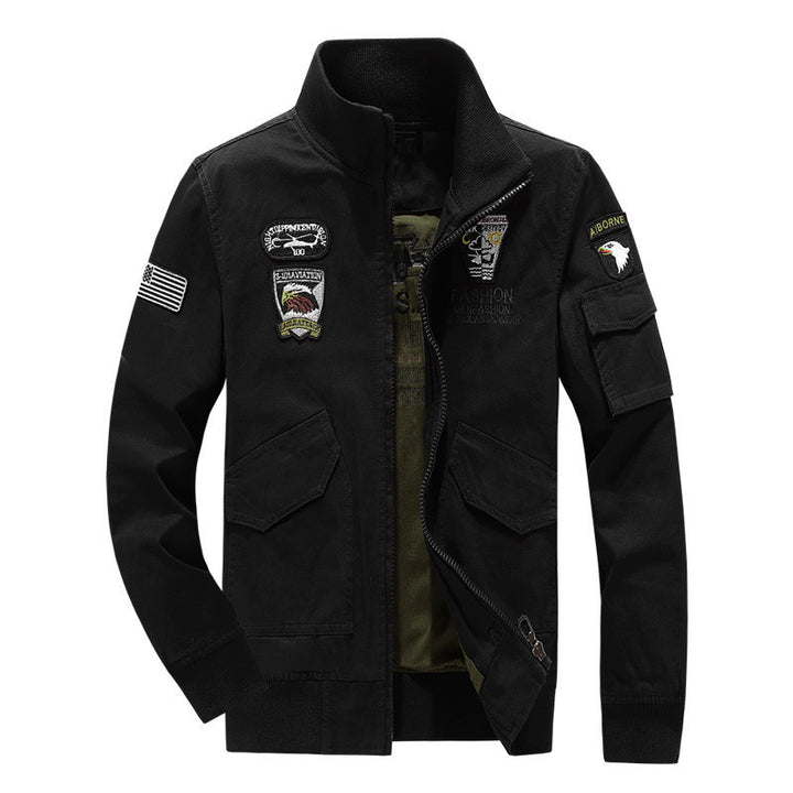 Herren Baumwoll-Canvas-Bomberjacke mit gesteppter Thermofütterung und Schulterklappen – Brevano