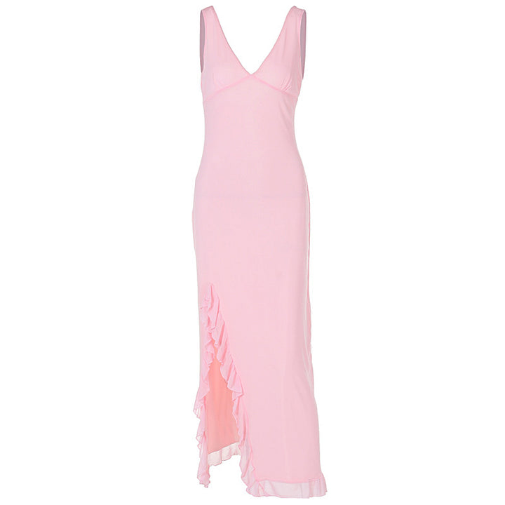 Damen Maxikleid mit tiefem Schlitz und eleganten Rüschendetails Echo Archiv