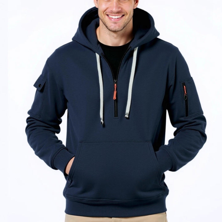 Herren modischer Kapuzenpullover mit vielseitigen Taschen und modernem Reißverschluss Echoarchiv