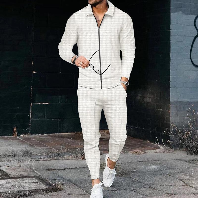 Herren modernes Freizeitjacket und Slim-Fit Hose Set Echoarchiv