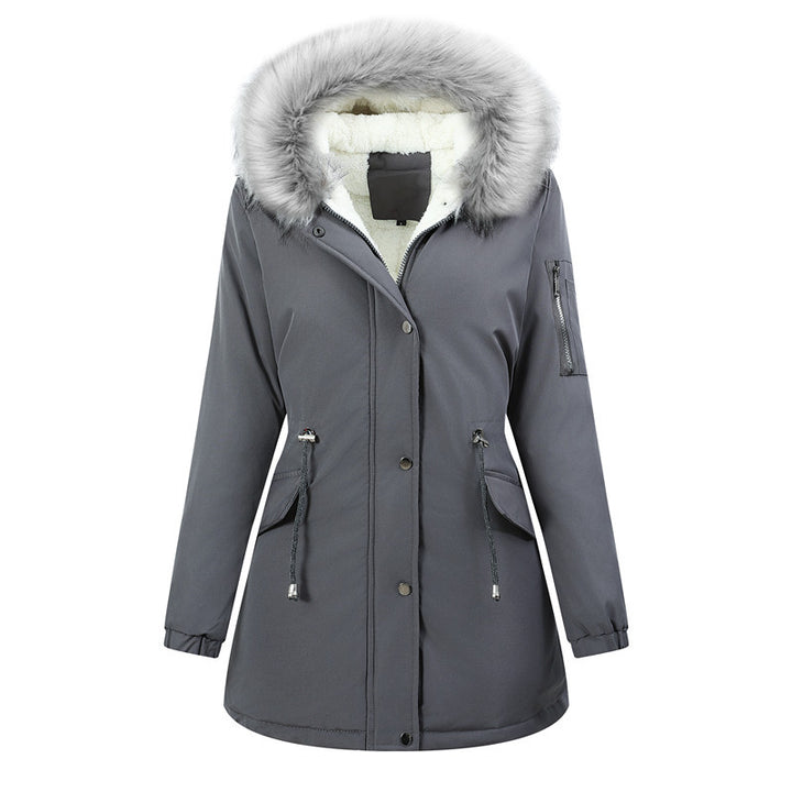 Damen Thermo-Parka mit Sherpa-Innenfutter, Kunstfellkapuze und tailliertem Kordelzug Echoarchiv