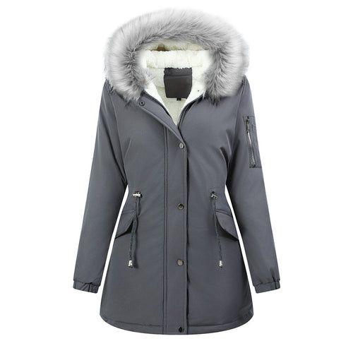 Damen Thermo-Parka mit Sherpa-Innenfutter, Kunstfellkapuze und tailliertem Kordelzug Echoarchiv