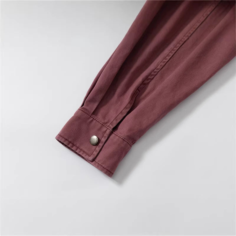 Damen Relaxed-Hemdenjacke aus Baumwoll-Twill mit asymmetrischer Brusttasche Echoarchiv
