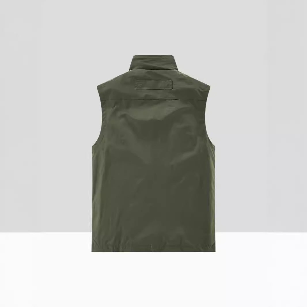 Herren Leichte multifunktionale Outdoor-Utility‑Weste mit Mesh‑Futter und mehreren Reißverschlusstaschen Echoarchiv