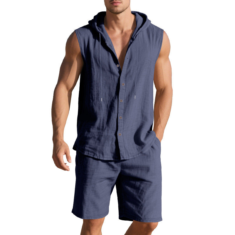 Herren lässiges Kapuzenshirts und Shorts Set Echoarchiv