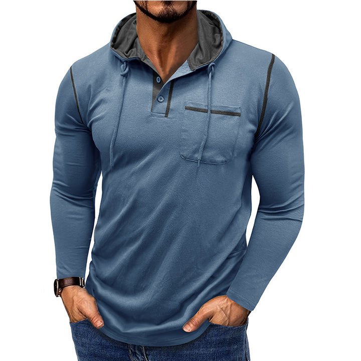 Herren lässiges Langarmshirt mit Kapuzenkragen und modischen Akzenten Echoarchiv