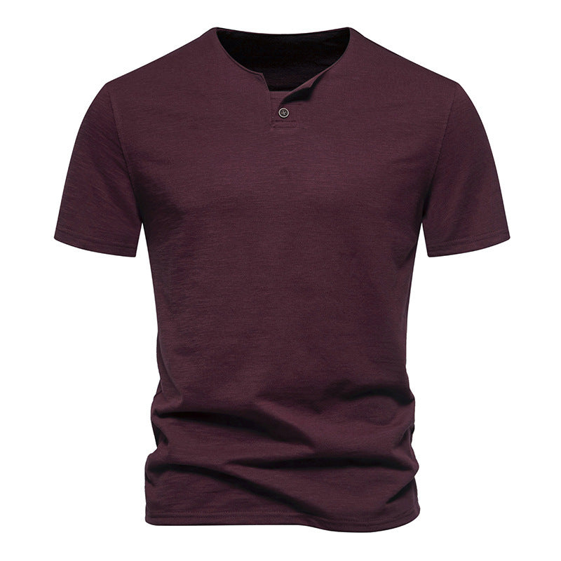 Herren Kurzarm-Henley-Shirt mit modernem Stehkragen und hochwertiger Baumwollqualität Echoarchiv