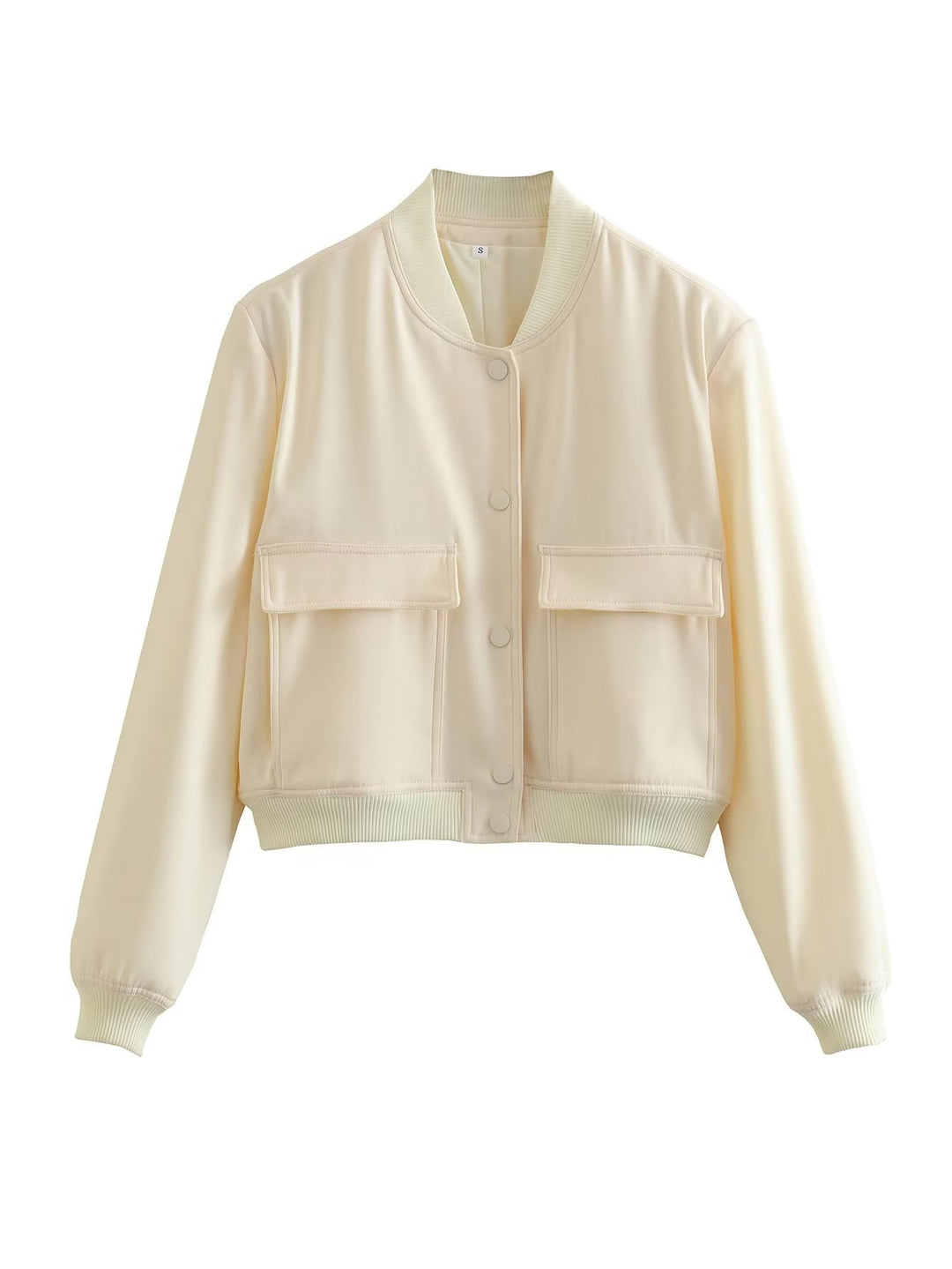 Damen Kurzblouson im Utility‑Stil mit Klappentaschen und Rippbündchen – Célinea