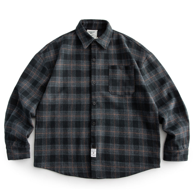 Herren Kariertes Overshirt‑Hemdjacke im Boxy‑Relaxed‑Schnitt Echoarchiv