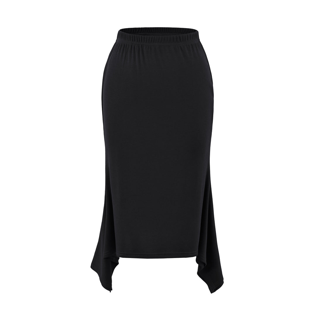 Damen Asymmetrischer Jersey-Midirock mit elastischem Bund und Zipfelsaum Echoarchiv