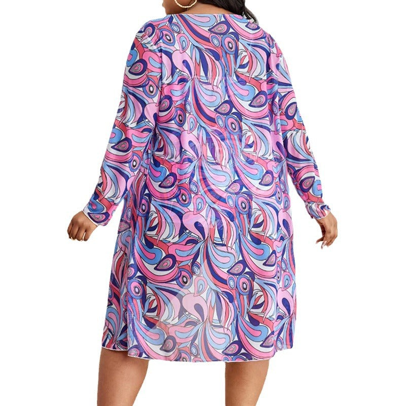 Damen Bikiniset mit überlappendem Kimono und modernen geometrischen Mustern Echo Archiv