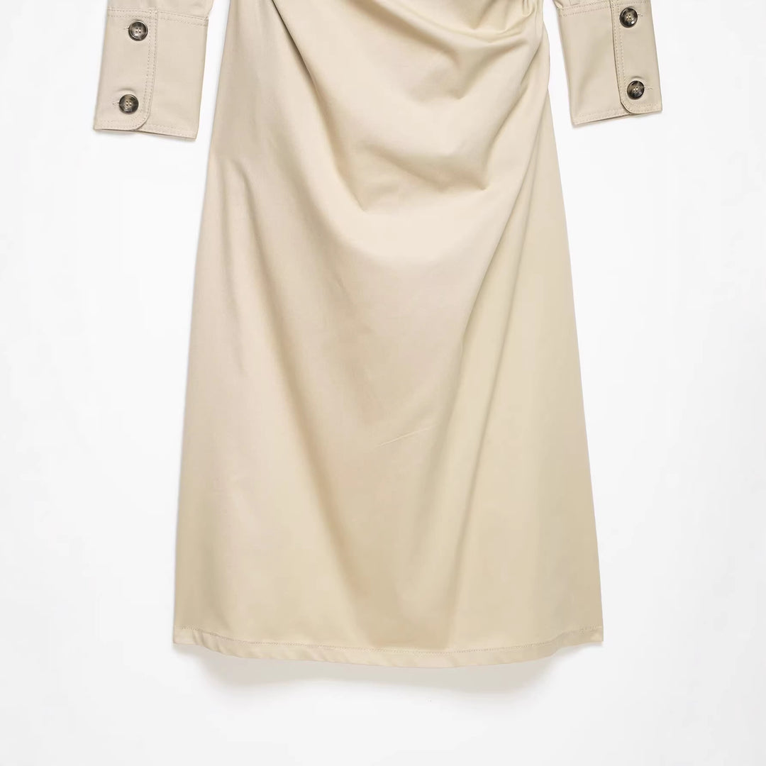 Damen Hemdblusenkleid im Utility‑Stil mit Taillen‑Wickel und Pattentaschen Echoarchiv