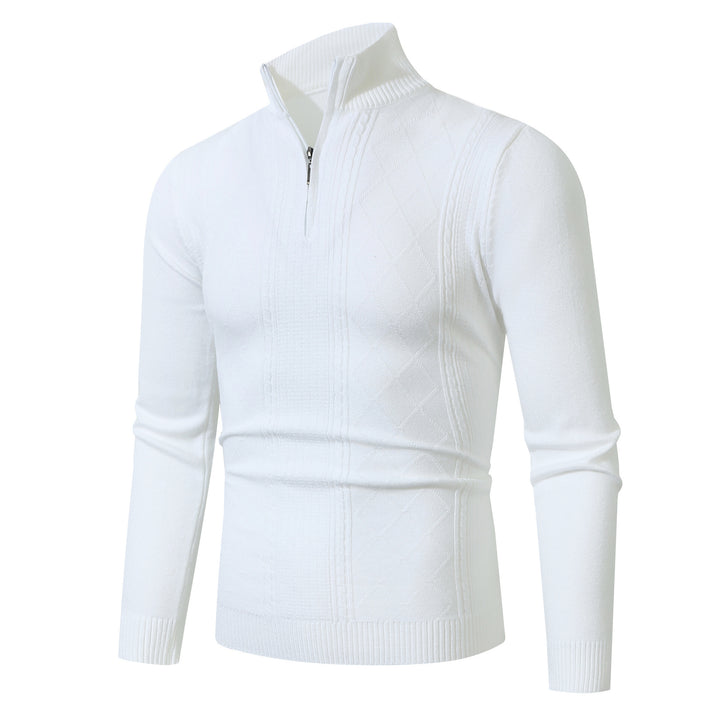 Herren Strickpullover mit hochabschließendem Reißverschluss und modernem Zopfmuster Echoarchiv