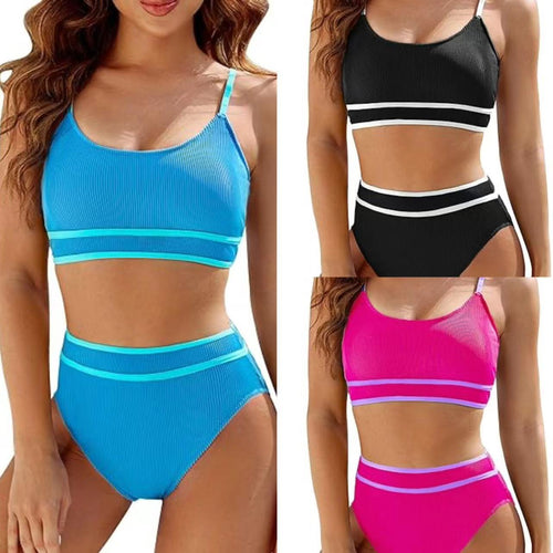 Damen Hoch tailliertes Bikini-Set mit sportlichem Top Echo Archiv
