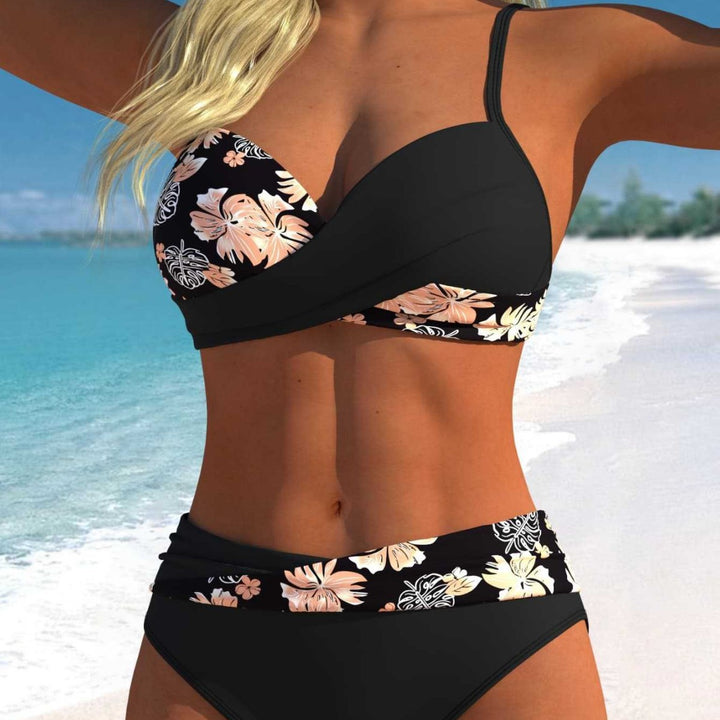 Damen Wickel-Bikini-Set mit floralem Design und hohem Bund Echo Archiv