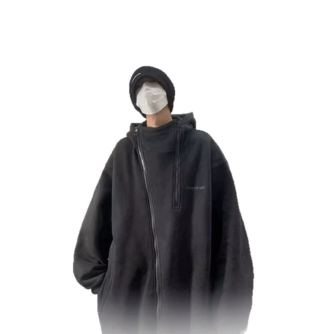 Unisex Oversized Fleecejacke mit hohen Kragen und Reißverschluss Echoarchiv