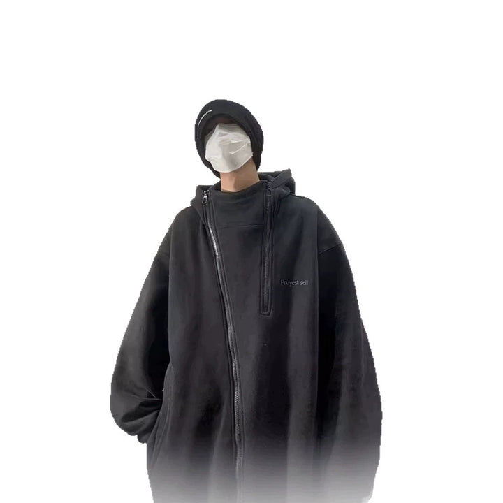 Unisex Oversized Fleecejacke mit hohen Kragen und Reißverschluss Echoarchiv