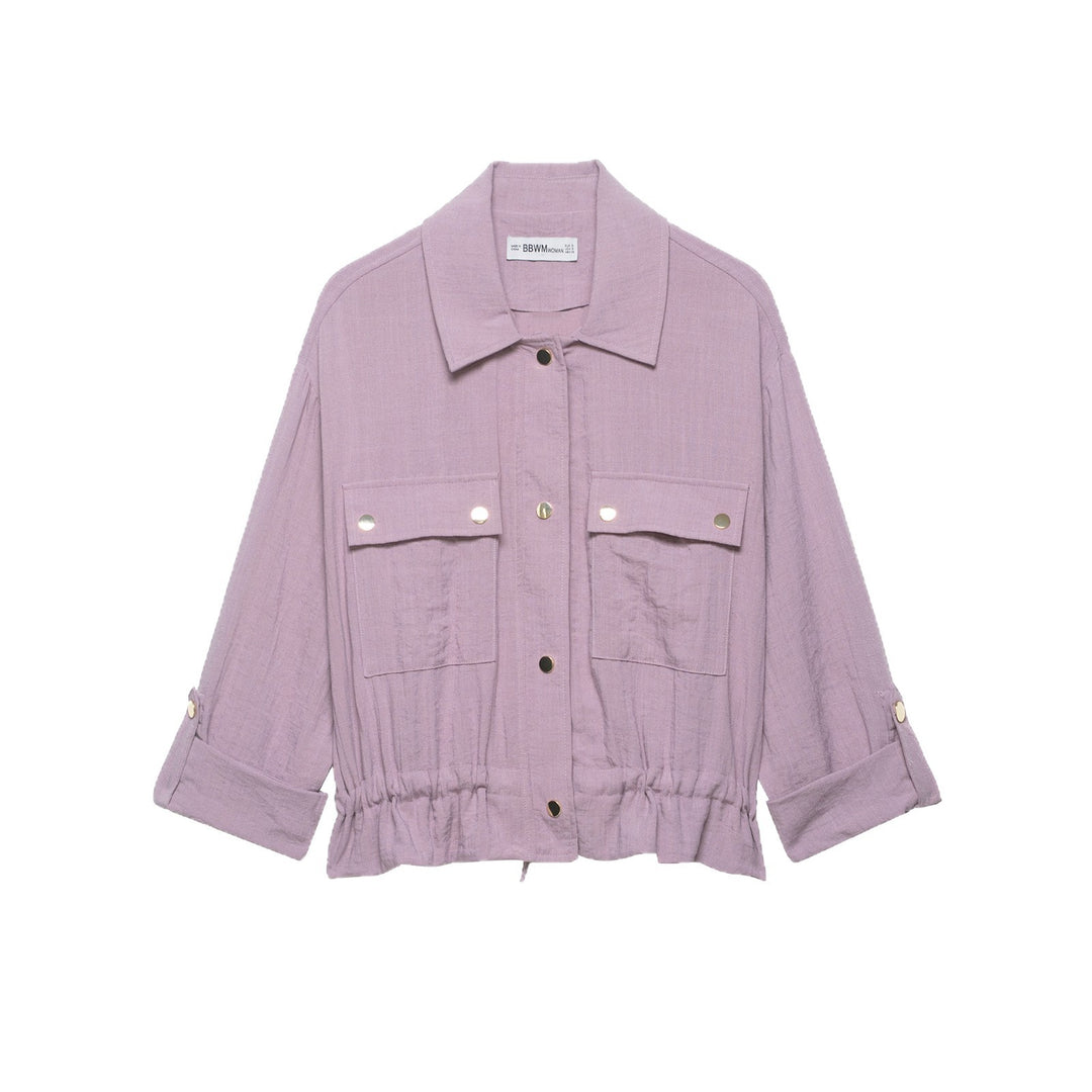 Damen Cropped-Utility-Jacke mit Tunnelzug, Pattentaschen und Umschlagärmeln Echoarchiv