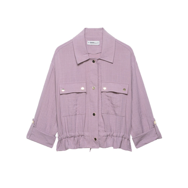 Damen Cropped-Utility-Jacke mit Tunnelzug, Pattentaschen und Umschlagärmeln Echoarchiv