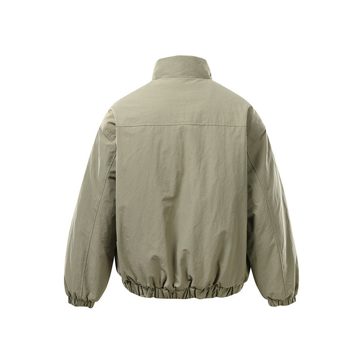 Unisex Boxy-Zipblousonjacke mit winddichter Microfaserhülle, hohem Stehkragen und Zweiwege-Reißverschluss Echoarchiv