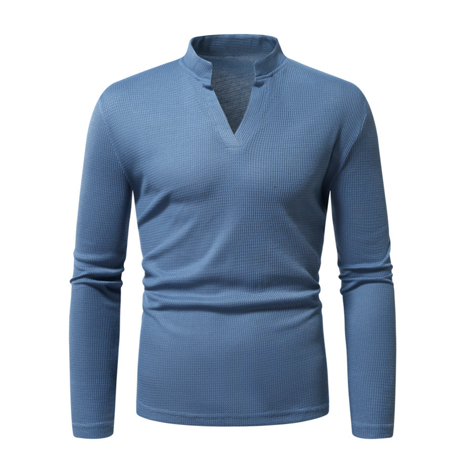 Herren Thermisches Waffel-Strickshirt mit Stehkragen und V‑Ausschnitt Echo Archiv