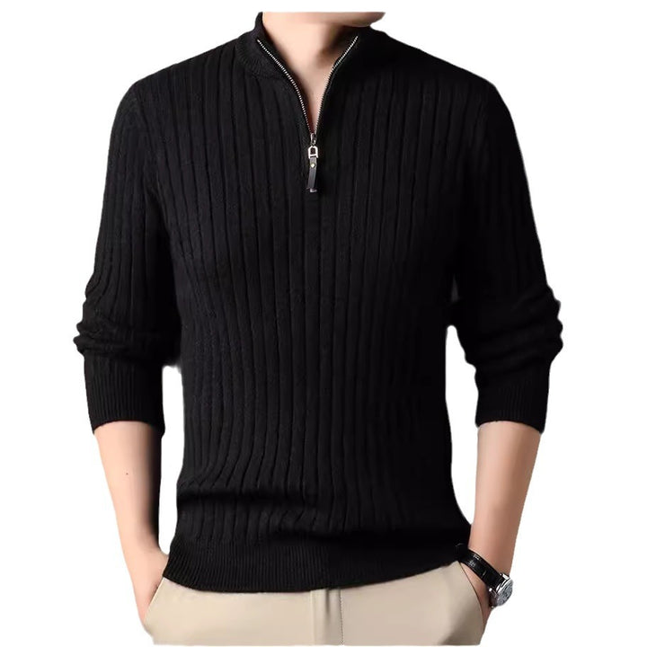 Herren Strickpullover mit modernem Stehkragen im Rippdesign Echoarchiv