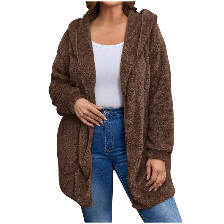 Damen nan kuschelige Teddy-Fleece Kapuzenjacke mit großen Eingrifftaschen und entspannter Silhouette Echo Archiv