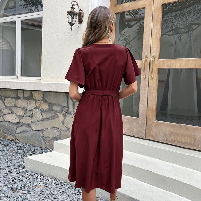 Damen Wickelkleid mit Knopfleiste und Taillengürtel Echo Archiv