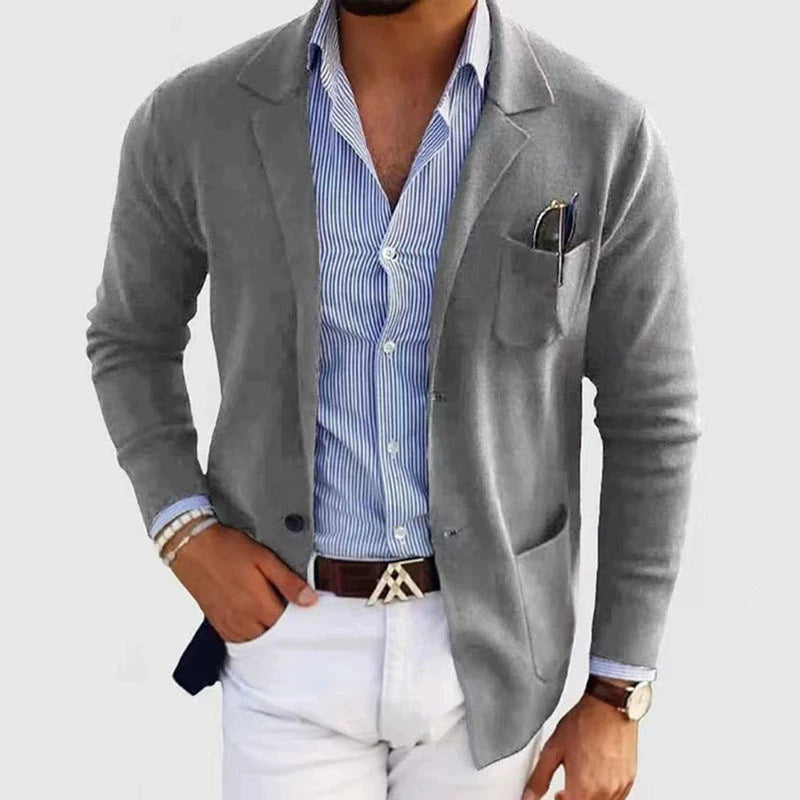 Herren lässiger Blazer mit feiner Struktur Echoarchiv