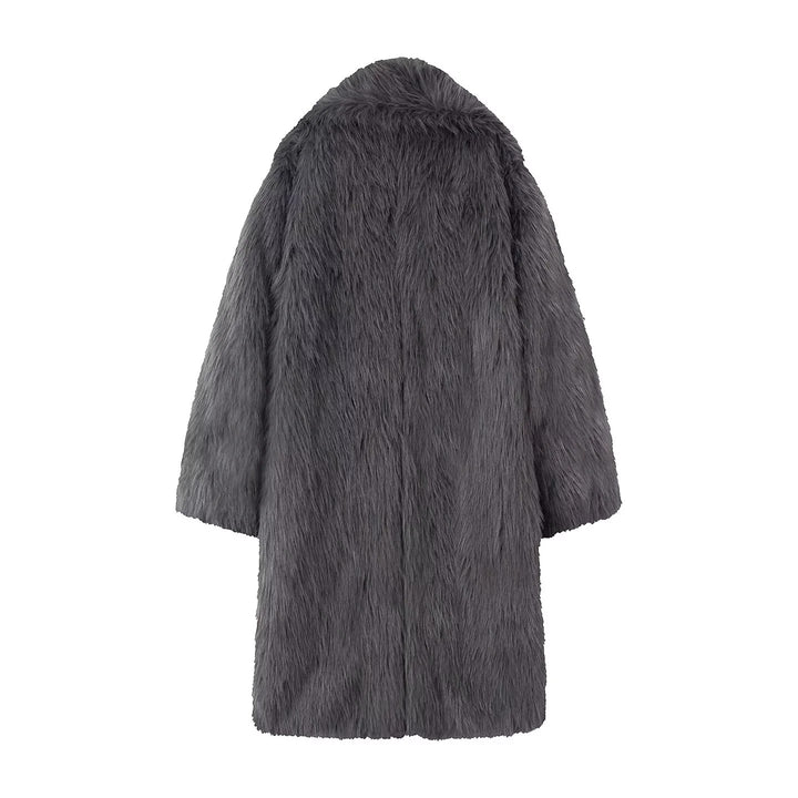 Damen nan langer kuscheliger Kunstfellmantel mit voluminösem Schalkragen und Oversize‑Silhouette Echo Archiv