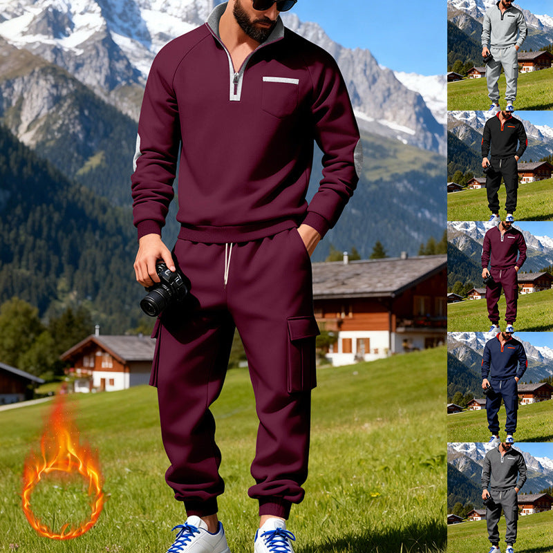 Herren Sportlicher Freizeitanzug mit halbem Reißverschluss und praktischen Taschen Echoarchiv